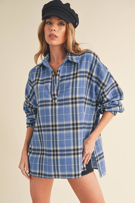 Tamra Plaid Top Skies