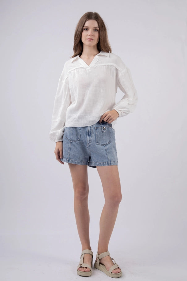 Wht Gauze Woven Top