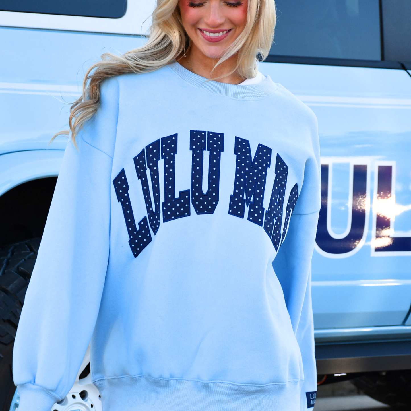 LULU MAC Blue Polka Dot Sweatshirt