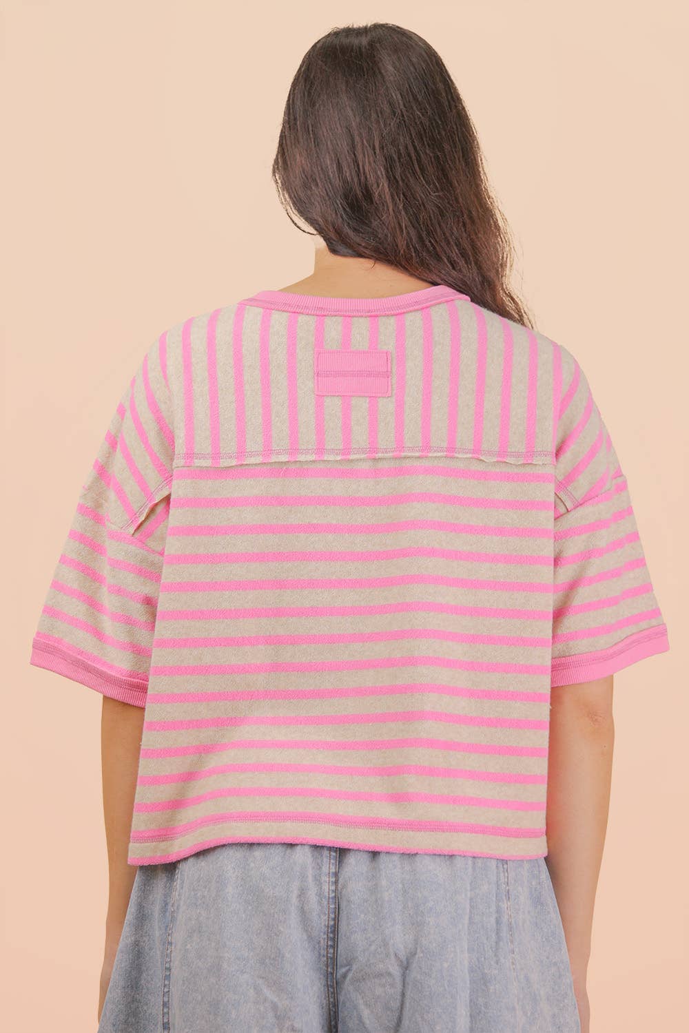 Pink Oversized Stripe Top
