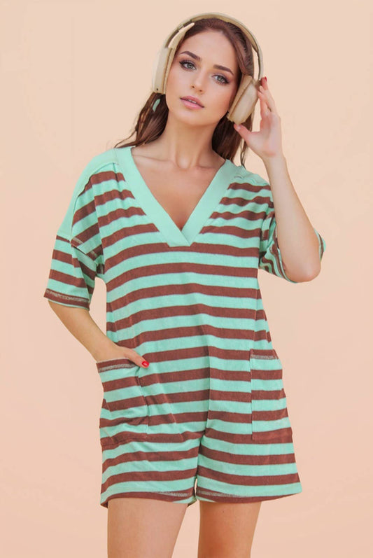 Mint Stripe Romper