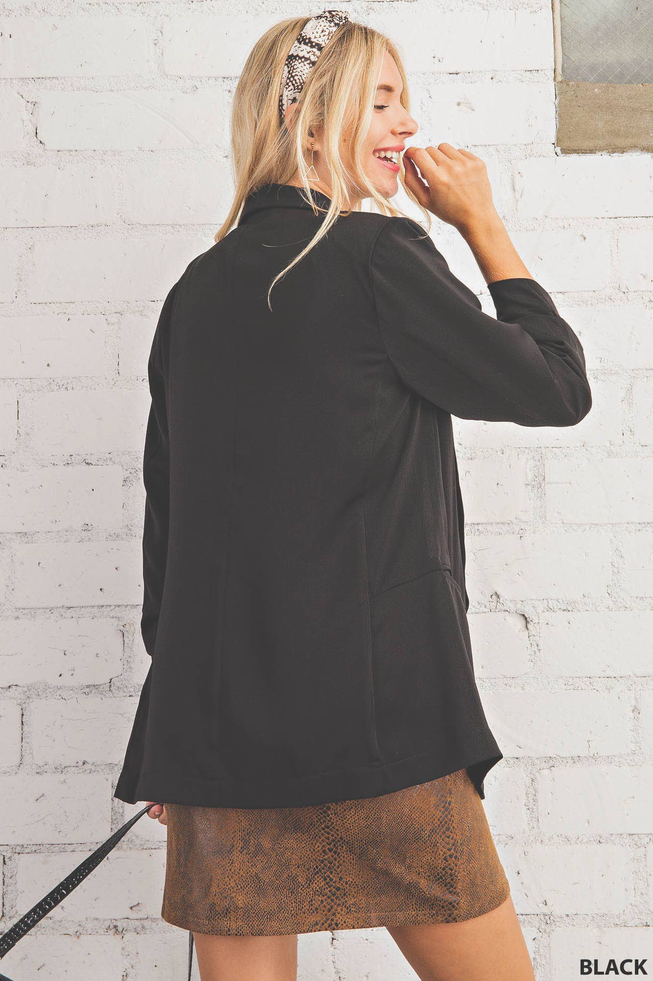 Lined Open Front Blazer