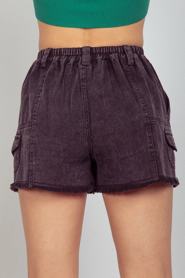 Black Denim Cargo Shorts