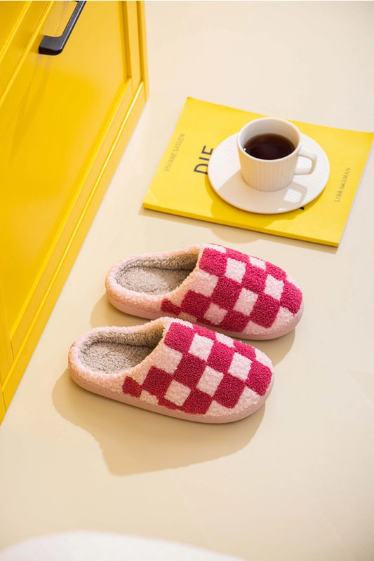 Pink Check Slippers