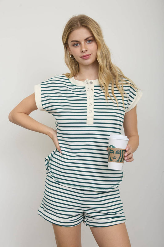 GREEN STRIPE TOP