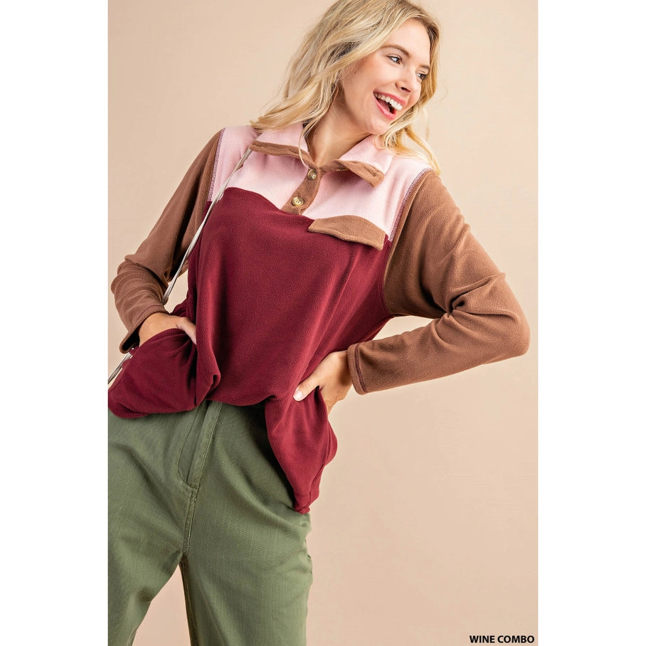 Half-Zip Color Block Top