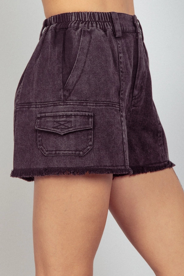 Black Denim Cargo Shorts