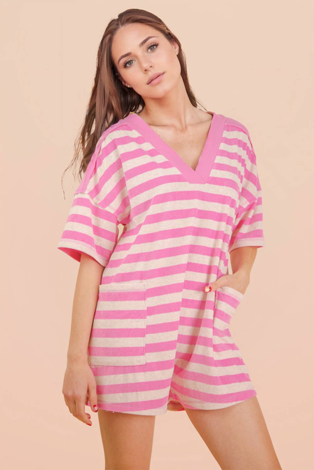 Pink Stripe Romper