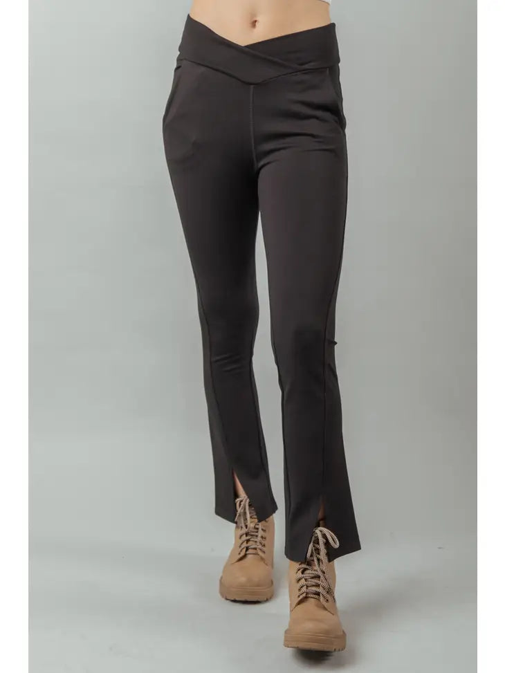 Crossover Waist Stretchy Flare Leggings