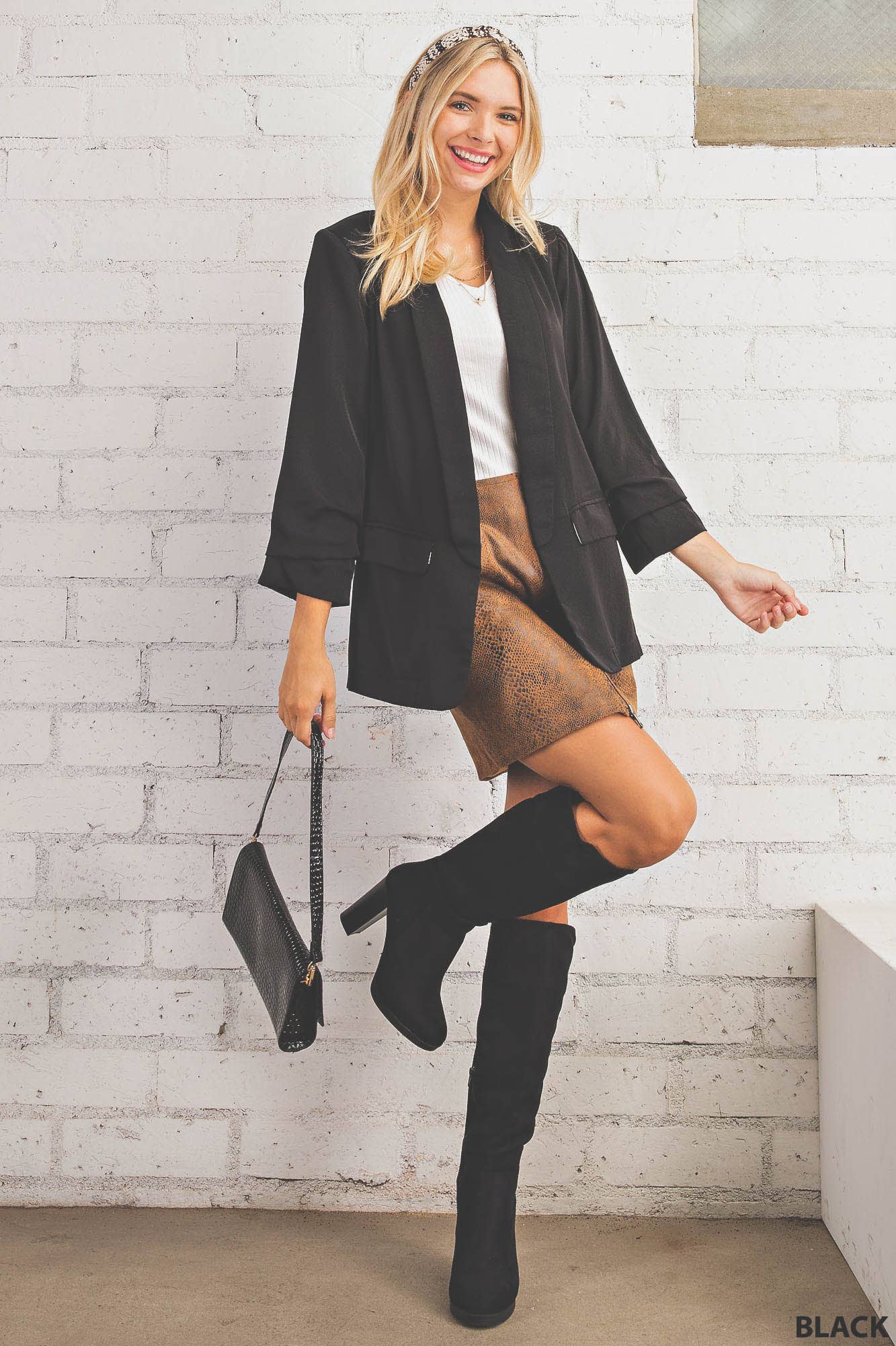 Lined Open Front Blazer