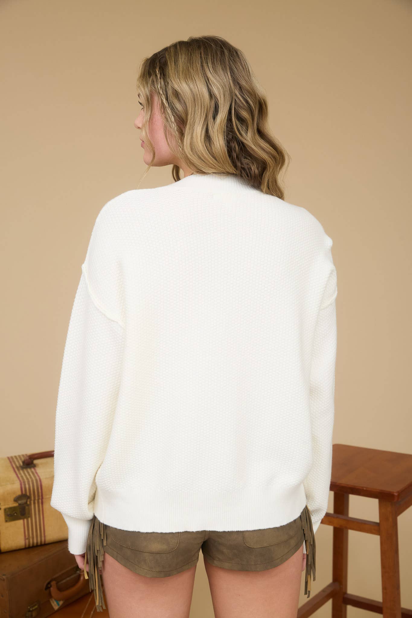 EXPOSED SEAM CARDIGAN