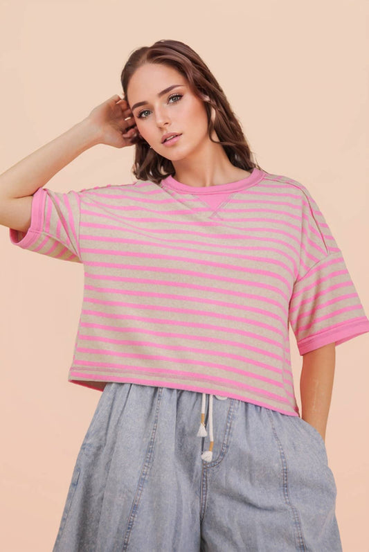 Pink Oversized Stripe Top
