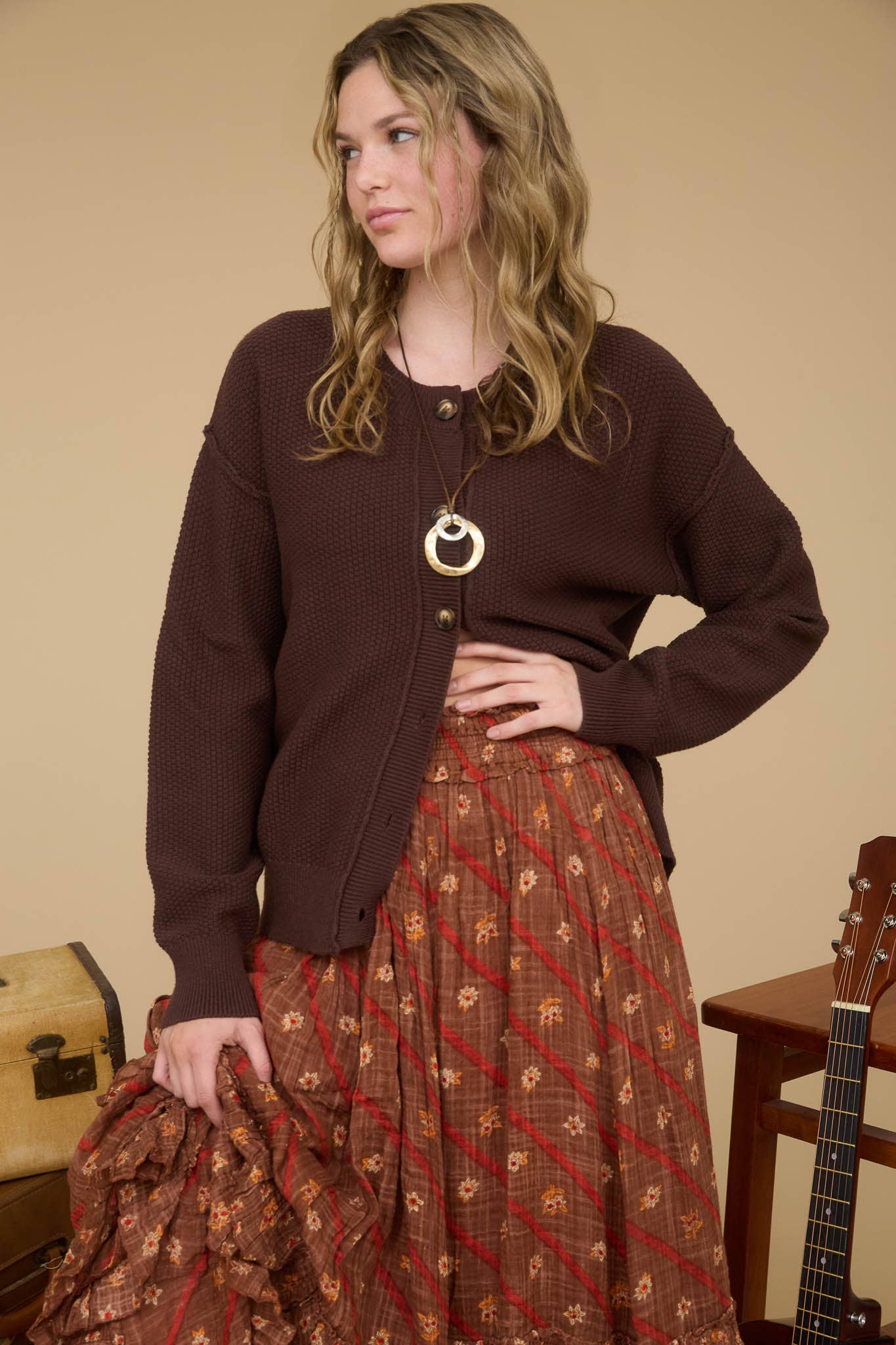 EXPOSED SEAM CARDIGAN