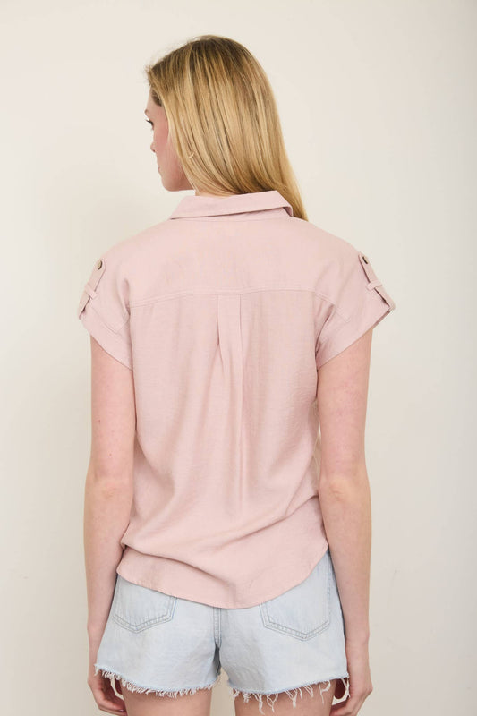PINK TAB SLEEVE SHIRT