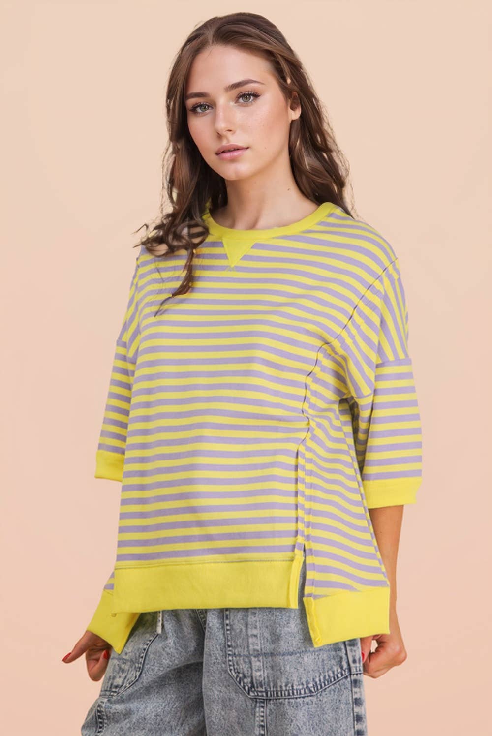 Lavender & Lemon Oversized Stripe Top