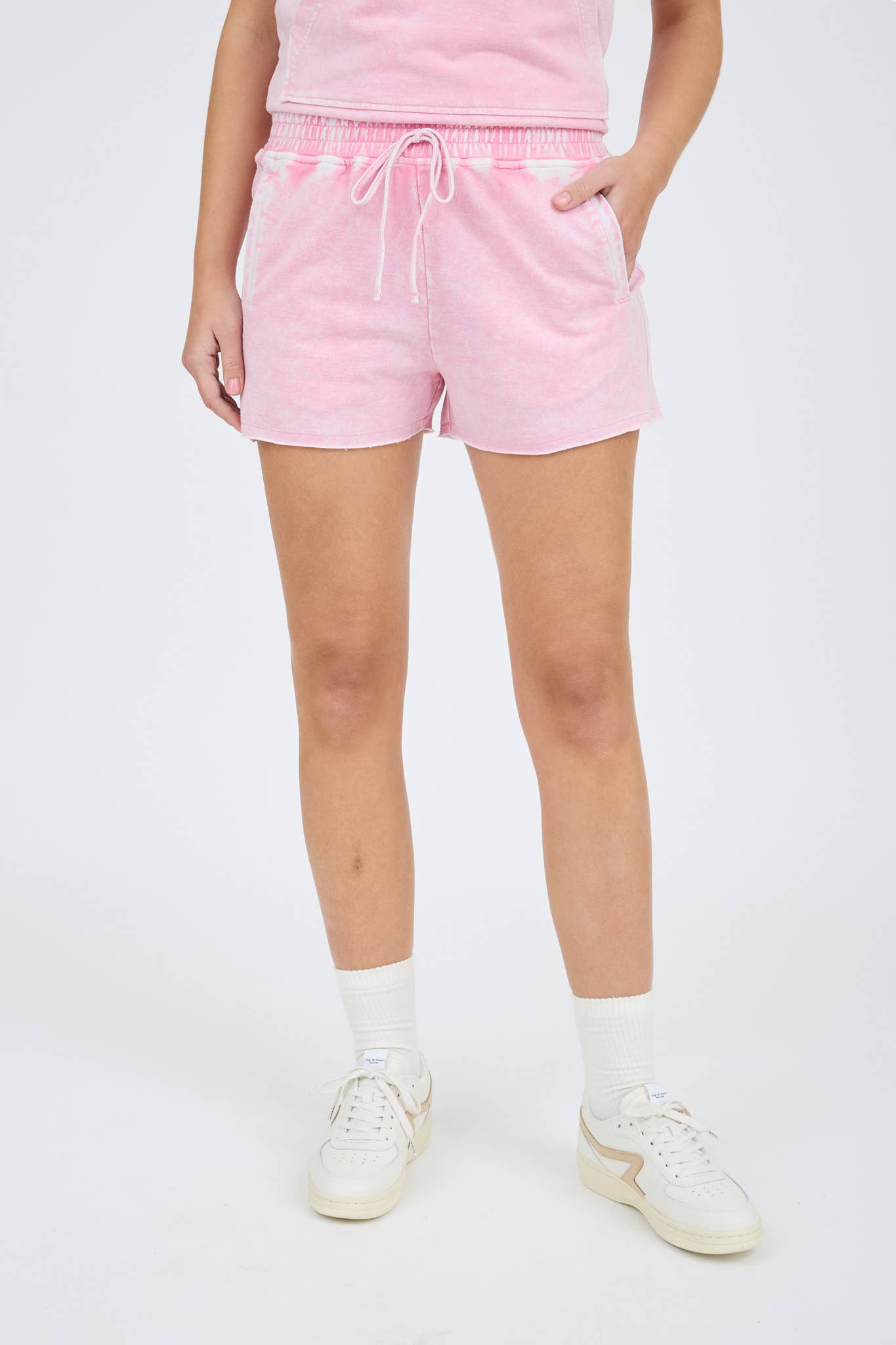 PINK RAW EDGE SHORTS