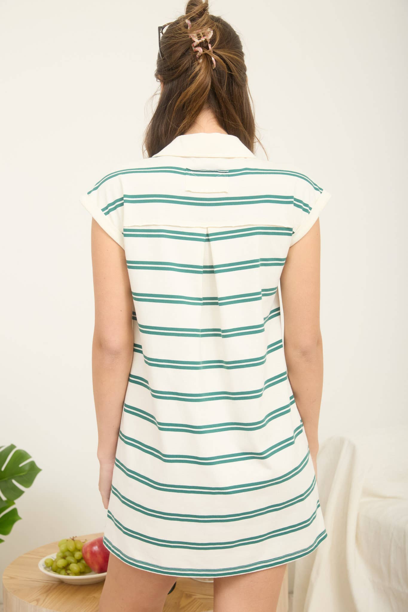 STRIPE COLLARED SHIRT DRESS