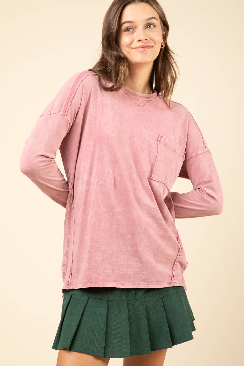 Rose Raw Seam Top