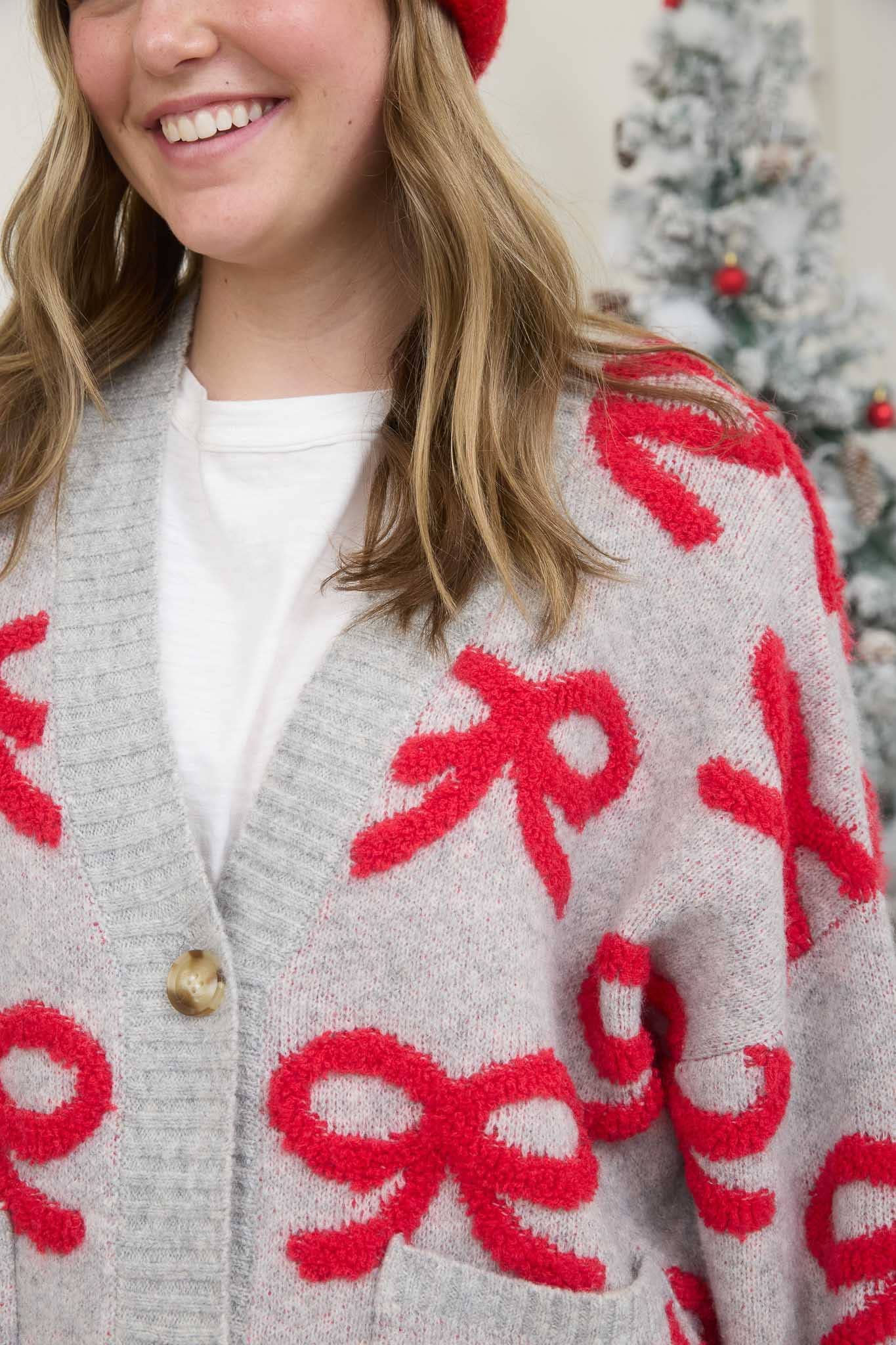 RED BOW CARDIGAN