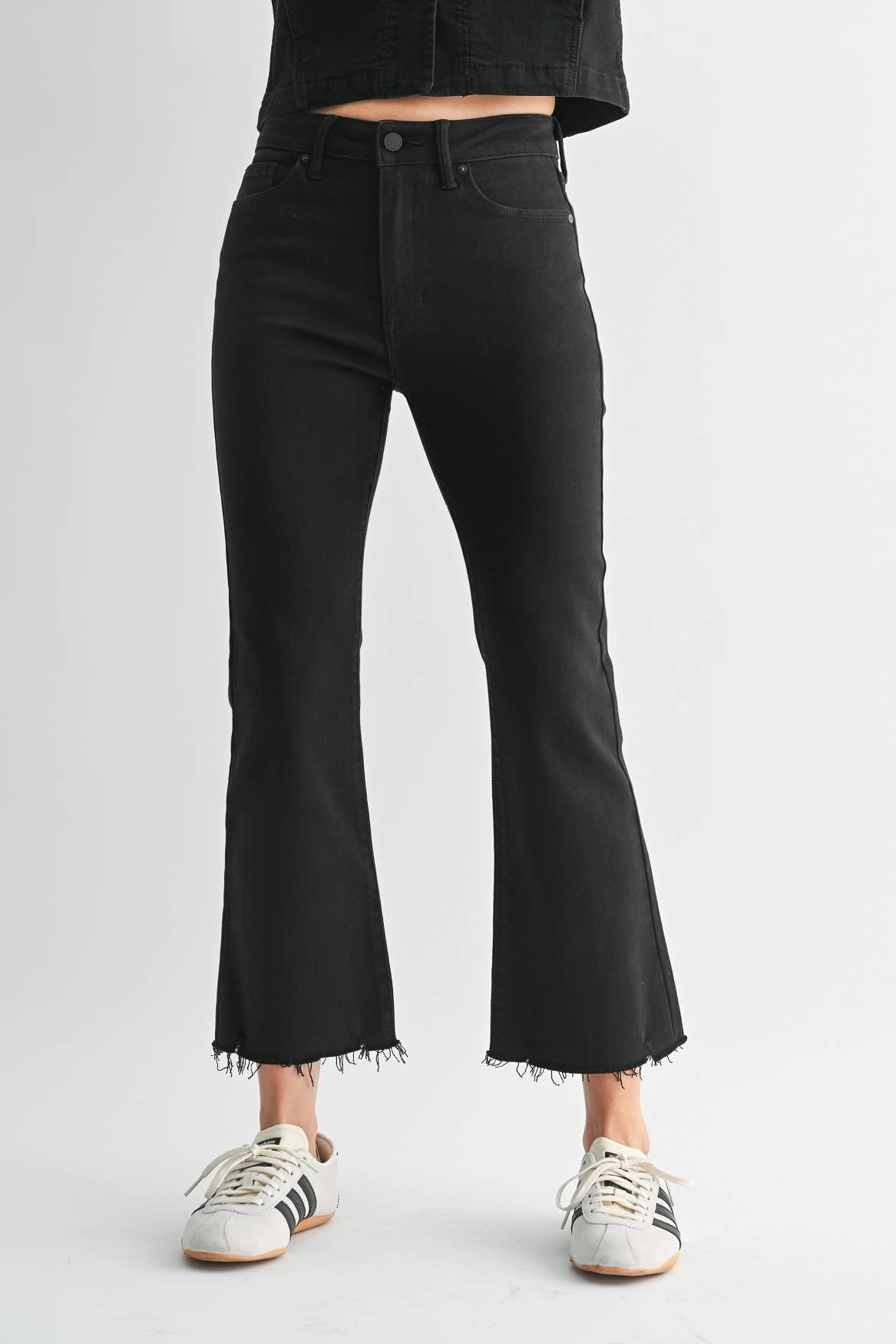 Black Distressed Hem Jeans