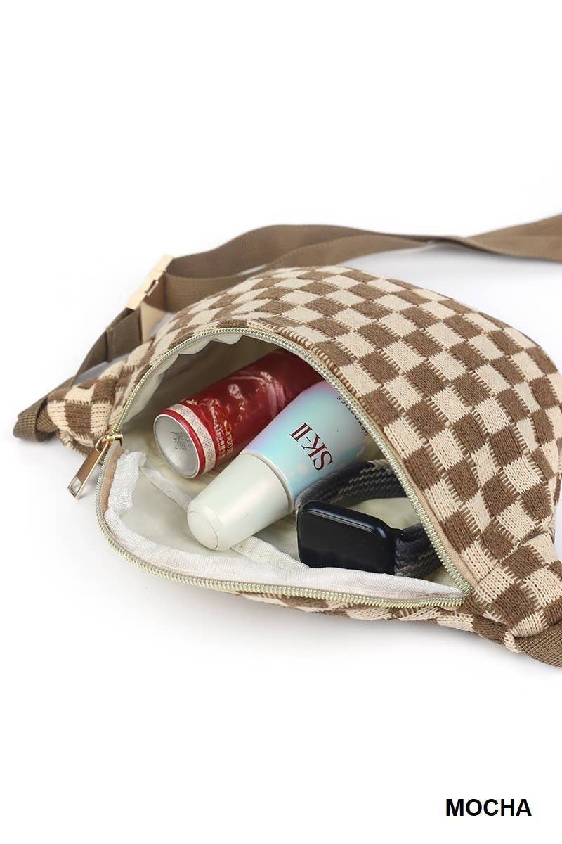 Checkered Waist Crossbody Sling Bag
