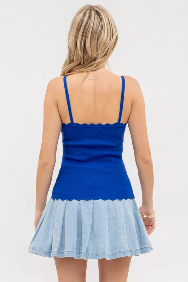 Blue Scalloped Tank