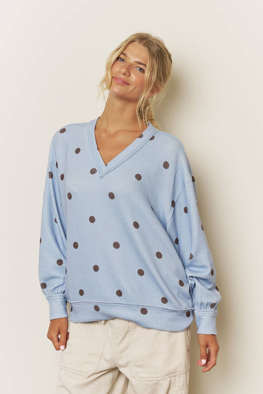 BLUE POLKA DOT LONG SLEEVE