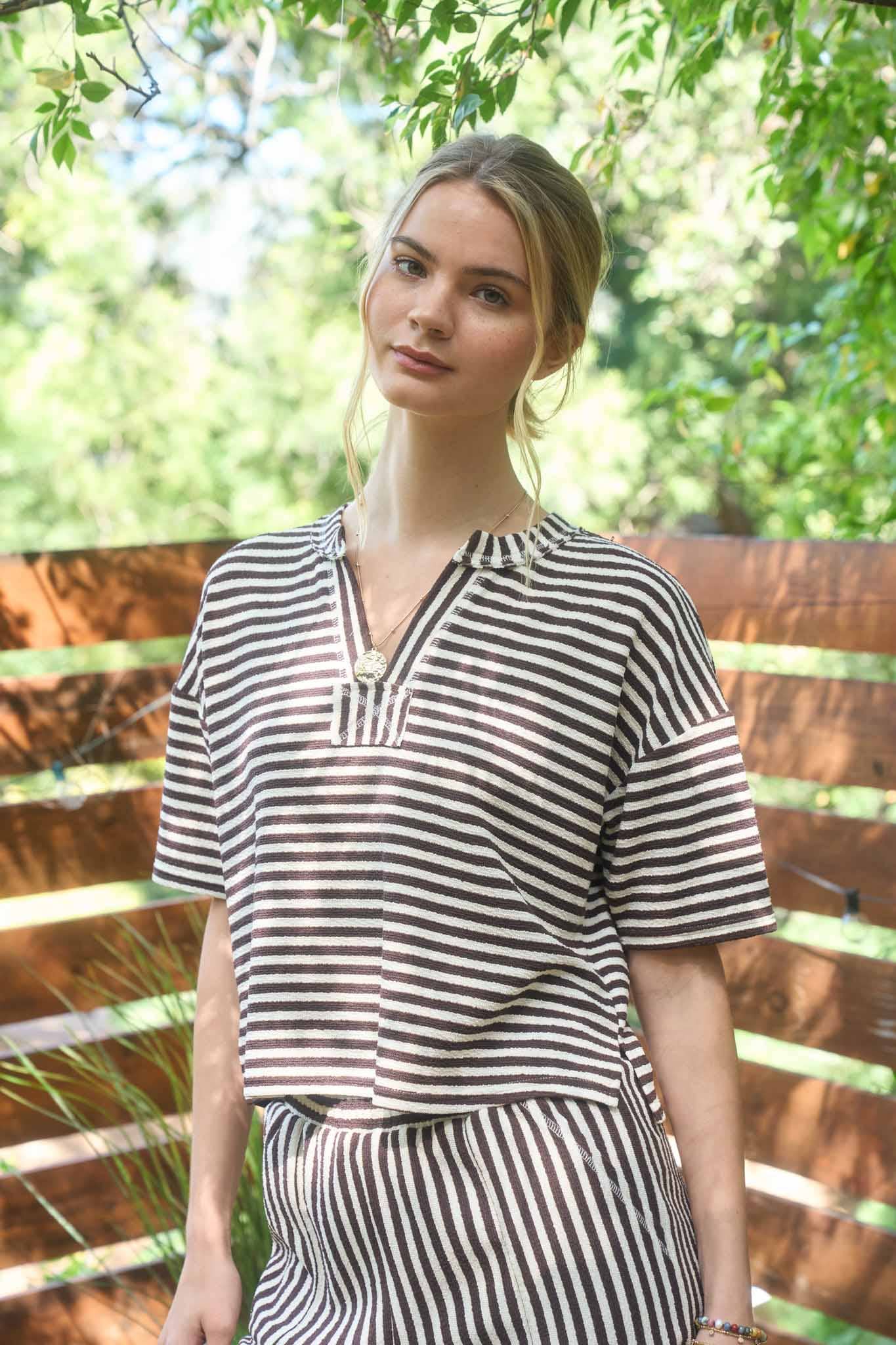 STRIPE DROP SHOULDER TOP