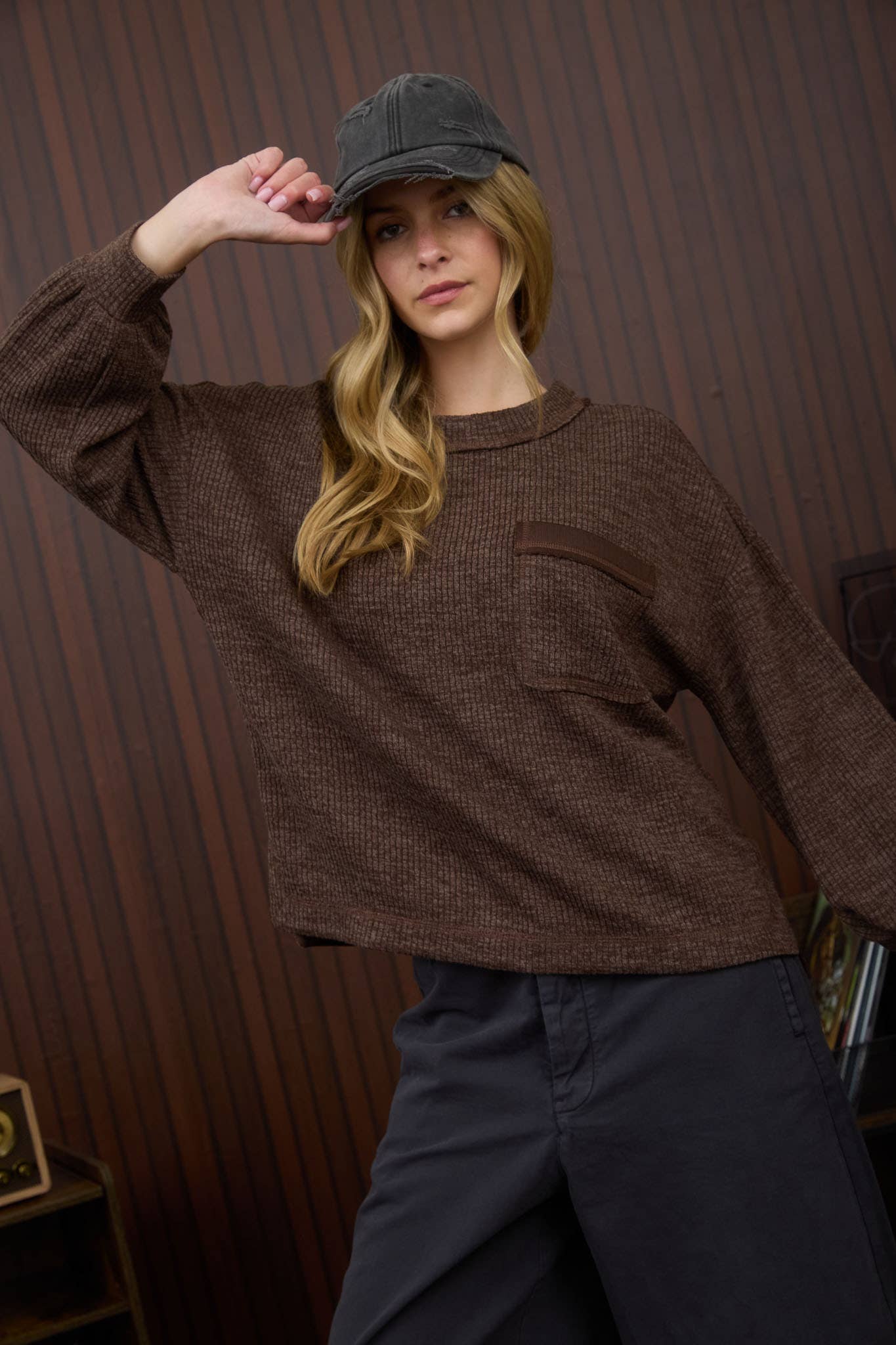CHOCOLATE BUTTON DETAIL TOP