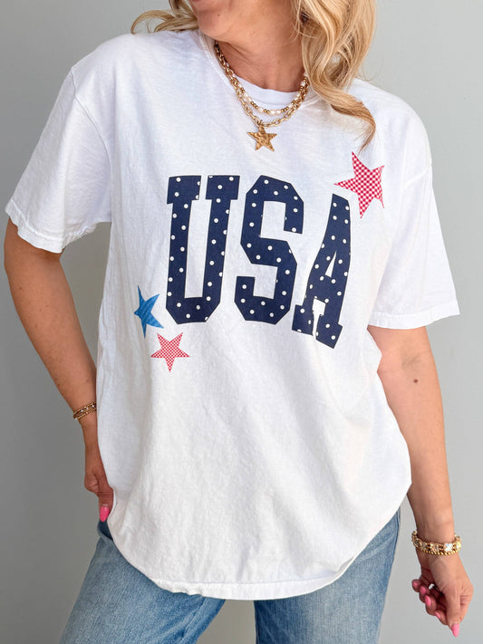 WHITE USA Graphic Tee