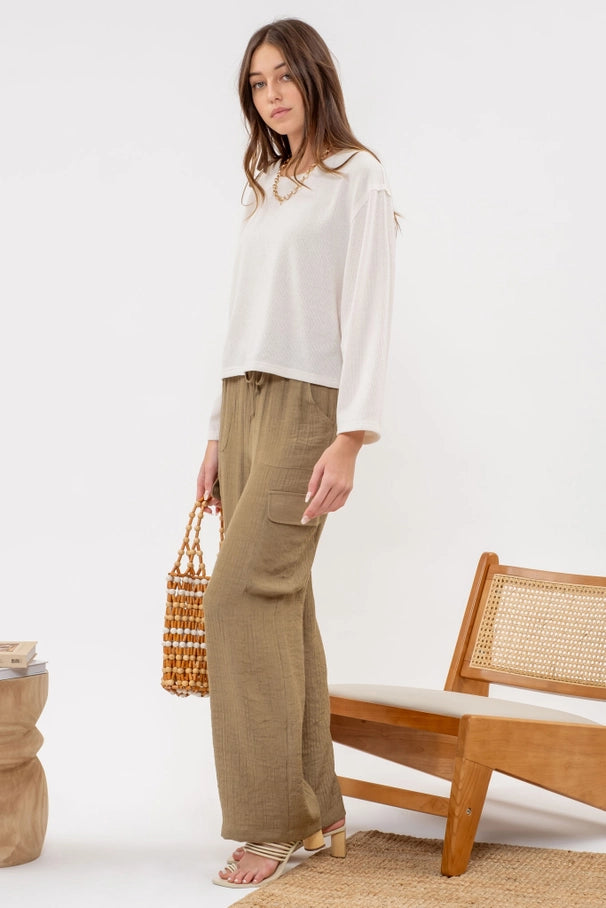 Solid Relaxed Raw Edge Knit Top