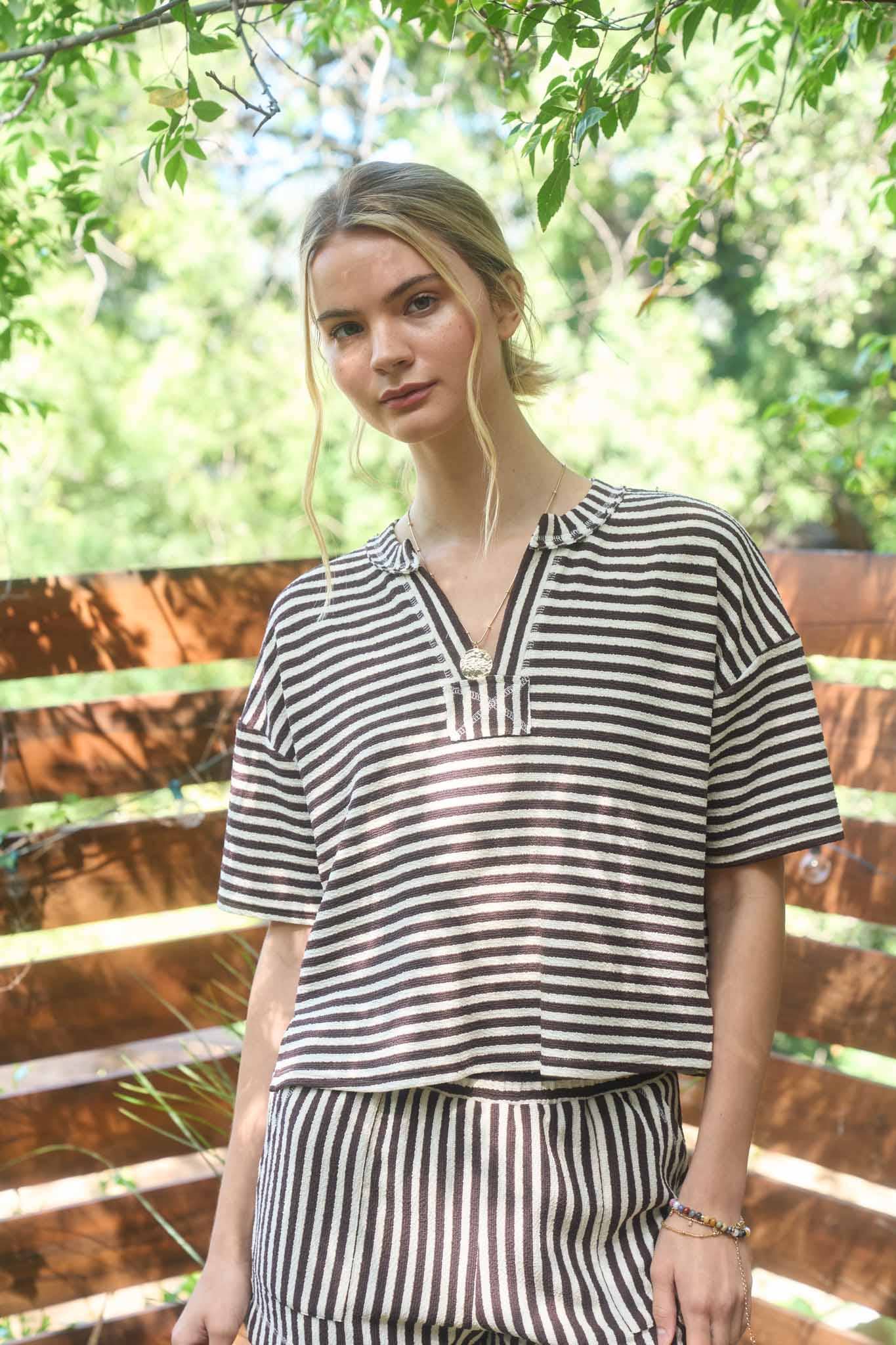 STRIPE DROP SHOULDER TOP