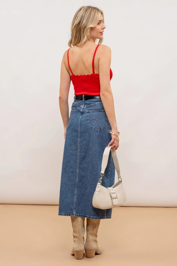 Red Scalloped Tank