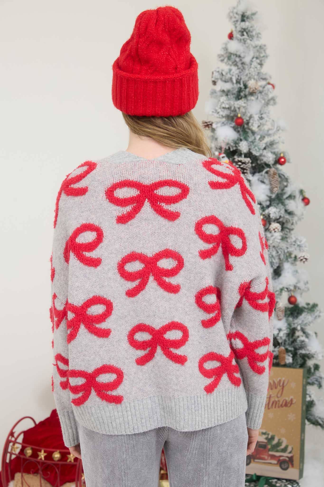 RED BOW CARDIGAN