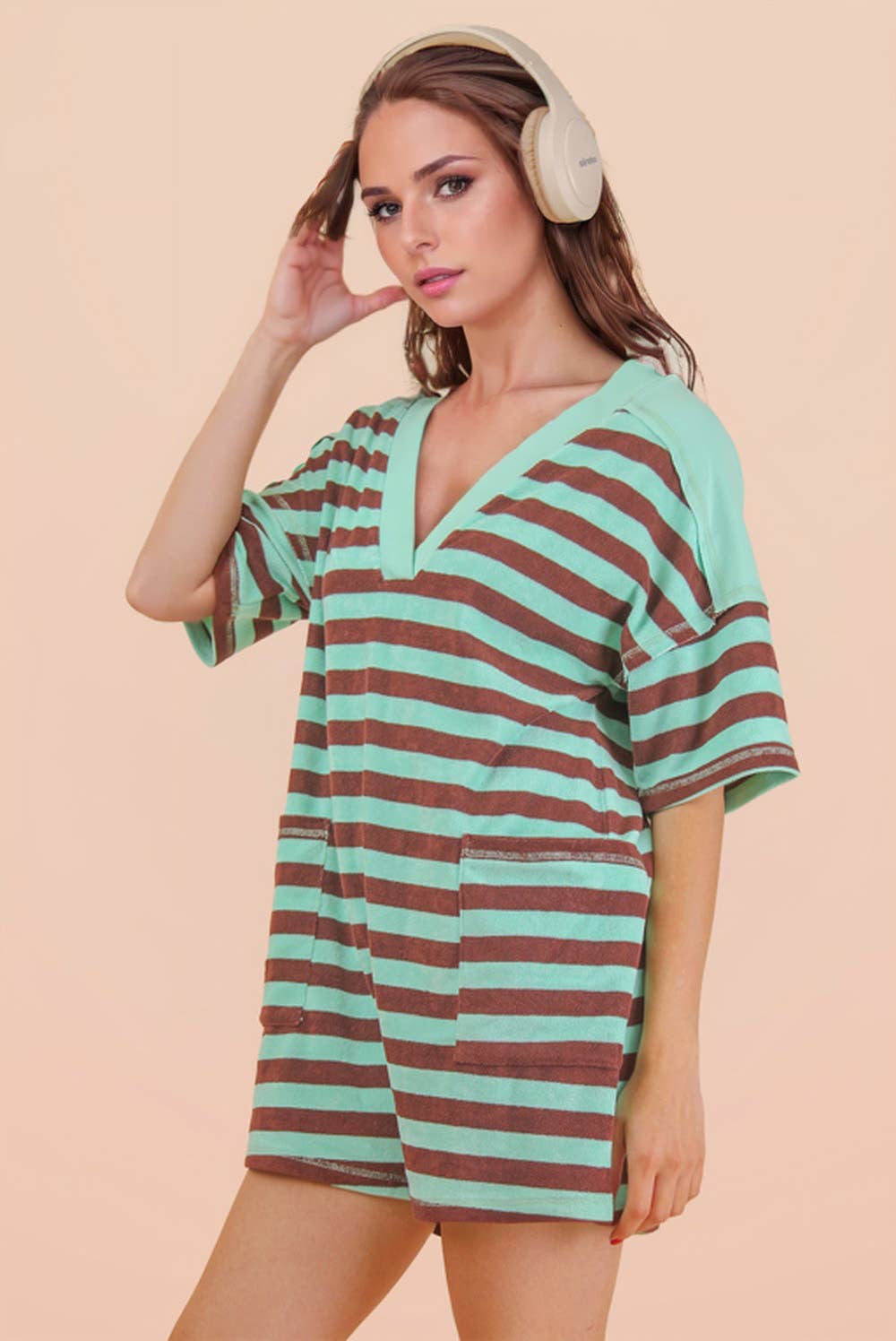 Mint Stripe Romper