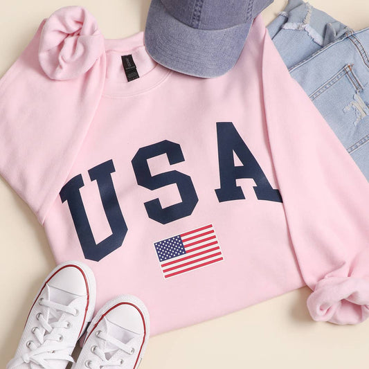 USA Flag Varsity Graphic Heavyweight Sweatshirt