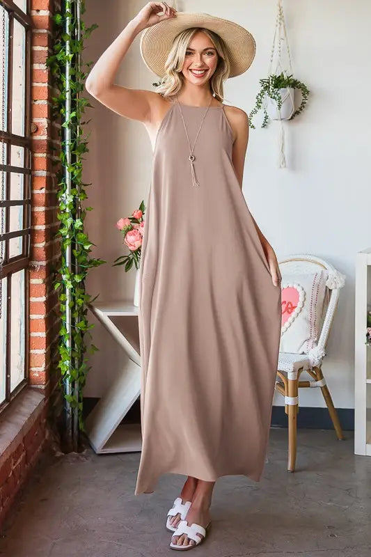 Tan Woven Maxi Dress