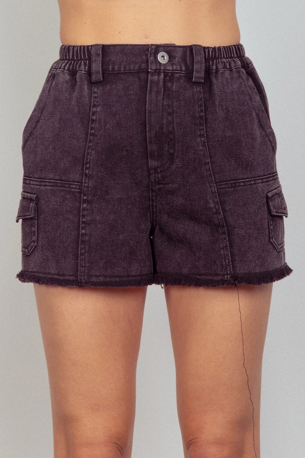 Black Denim Cargo Shorts