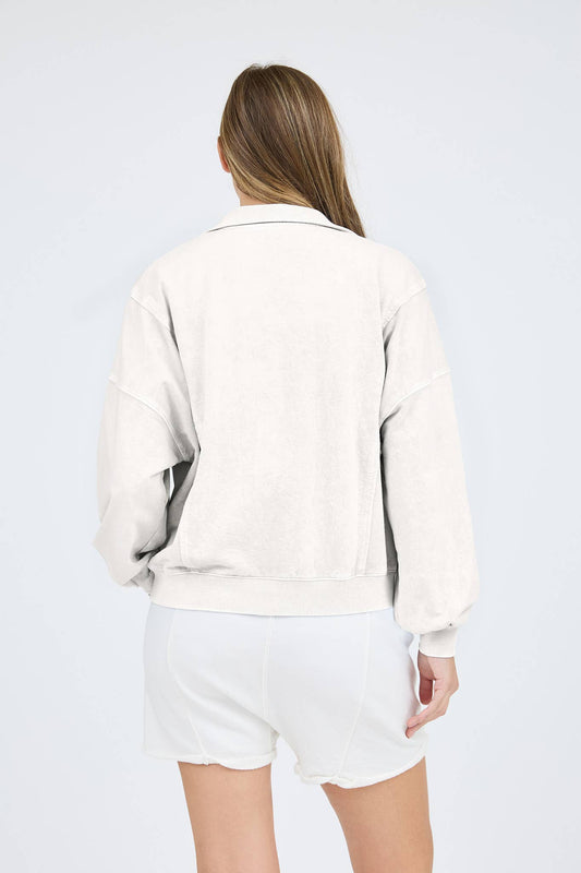 IVORY HALF SNAP BUTTON TOP