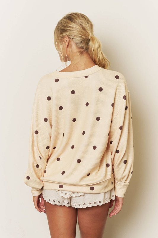 YELLOW POLKA DOT LONG SLEEVE TOP