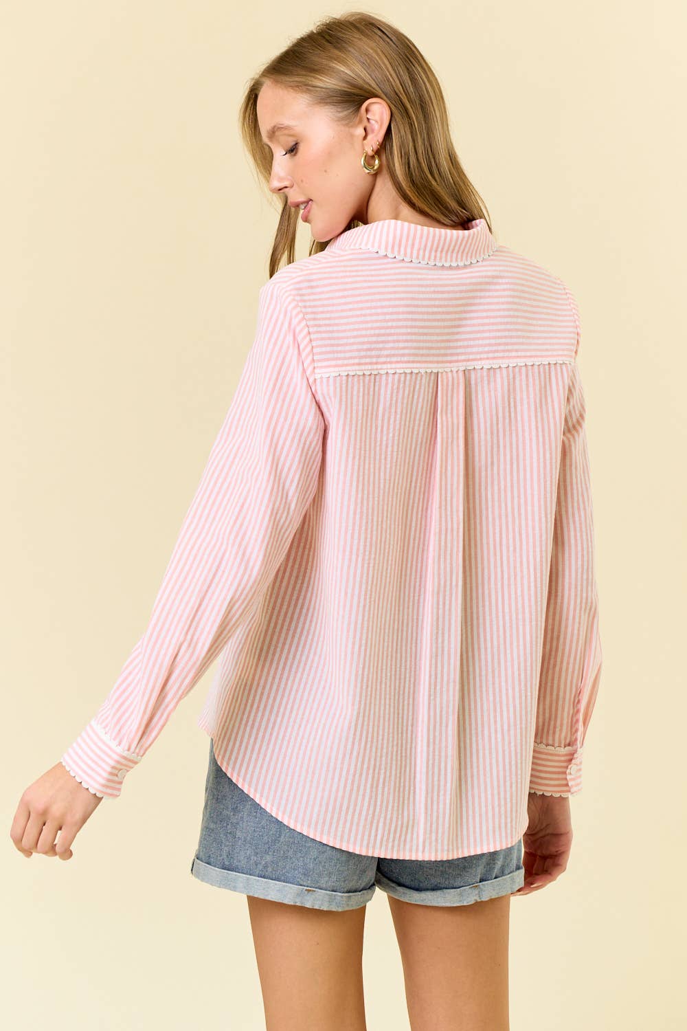Pin Stripe Long Sleeve Button Down Shirt