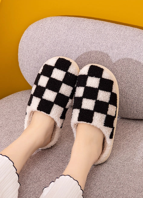 Pink Check Slippers