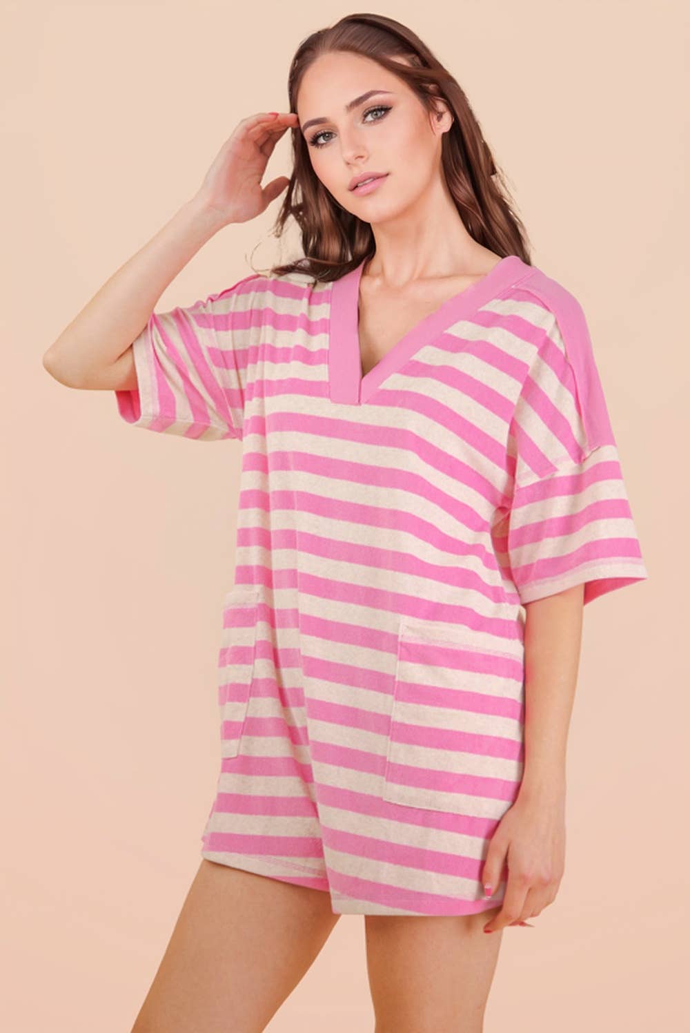 Pink Stripe Romper