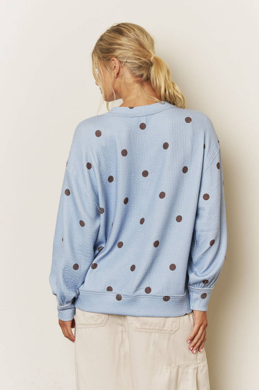 BLUE POLKA DOT LONG SLEEVE