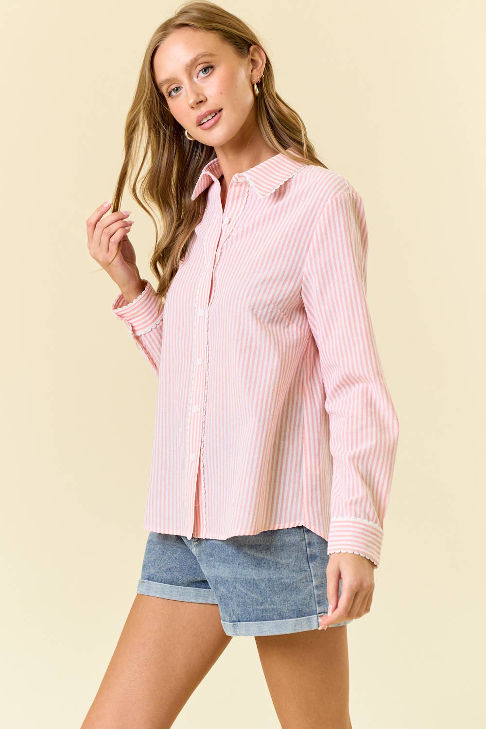 Pin Stripe Long Sleeve Button Down Shirt