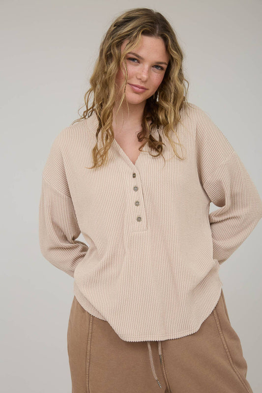 RIBBED HENLEY TOP