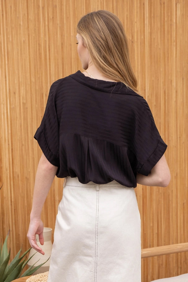 Black Split Neck Top