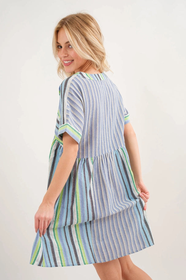 Striped Front Button Down Dress