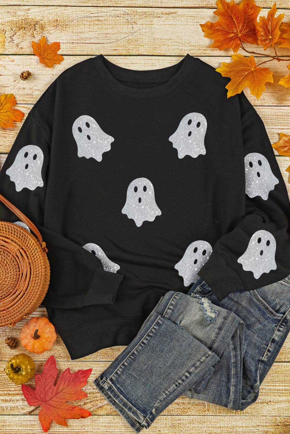 Glitter Ghost Crewneck Sweatshirt