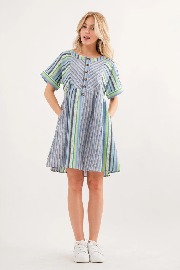 Striped Front Button Down Dress